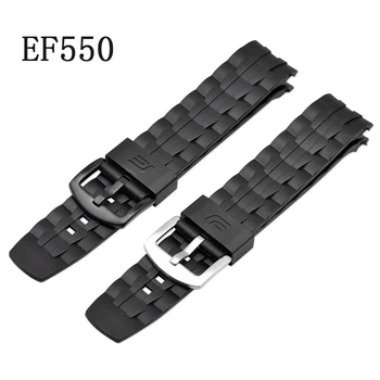 Žiūrėti Juostos Casio Statinys Serijos Dirželis EF-550 / EF523 Kaučiuko Dervos Dirželiai Casio EF550 Watchband apyrankės Apyrankės Diržas