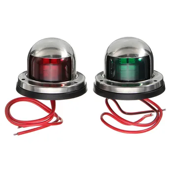 Red & Green Nerūdijančio Plieno 12V LED Lankas Navigacijos Šviesiai Raudonos, Žalios Buriavimo Signalo Lemputė Jūrų Valtis Jachta Įspėjamoji Lemputė