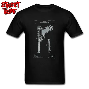 Išpirkimo Vyrų T-shirt Pistoletas Pistoletas Marškinėliai Spausdinami Luger Patentų Meno Viršūnių & Tees Klasikinės Juodos spalvos Marškinėlius Kaubojus Mados Streetwear