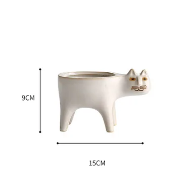 Cute kačių uodegos keramikos vazonas asmenybės kūrybos kaktusas multi-mėsos paprasta apdaila darbalaukio animacinių filmų gyvūnų.