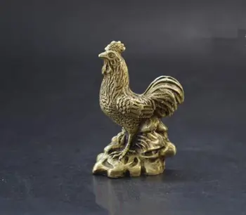 Kinijos Senas Kolekcionuojamų gryno žalvario zodiako vištienos mini statula 6cm