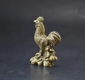 Kinijos Senas Kolekcionuojamų gryno žalvario zodiako vištienos mini statula 6cm