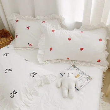 48x74cm 1pcs Princesė stiliaus nėrinių aplikacija baltos spalvos užvalkalas medvilnės audinio susiėmę pakraštyje pagalvę padengti vieną pagalvę padengti lova