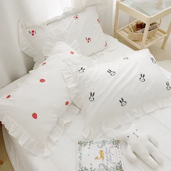 48x74cm 1pcs Princesė stiliaus nėrinių aplikacija baltos spalvos užvalkalas medvilnės audinio susiėmę pakraštyje pagalvę padengti vieną pagalvę padengti lova