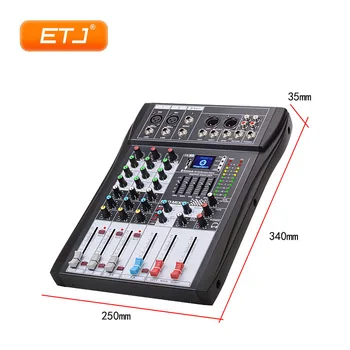 Professional Audio Mixer Konsolės 4 Kanalų Bluetooth 48V Phantom Power DJ Multi-Funkcija, Skaitmeninis Displėjus, MP3, USB Įrašymas