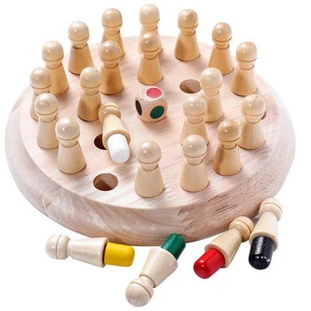 Montessori Vaikai Medinis Žaislas Atminties Rungtynės Stick Šachmatų Žaidimas Įdomus, Skaitmeninis Laikrodis, Galvosūkiai Dalykėlių Atitikimo Laikrodis Žaislas Vaikams