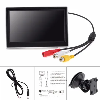 5 Colių TFT LCD 800x480 16:9 Ekranu Automobilio galinio vaizdo Monitorius su 2 Video Įvestis Galinio vaizdo Atsargine Atbuline Kamera