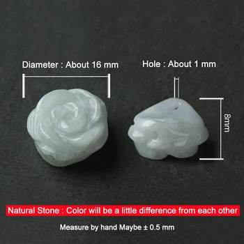 2vnt 8*16 mm, Natūralus Rožių Formos Balta/Žalia Akmuo E merald Karoliukų, Skirta 