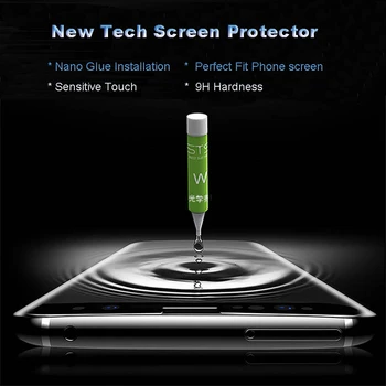 UV Klijai Grūdintas Stiklas Samsung Galaxy S6 S7 Krašto S8 S9 S10 Plius 5G S10E Pastaba 8 9 Grossy Skysti Klijai Screen Protector