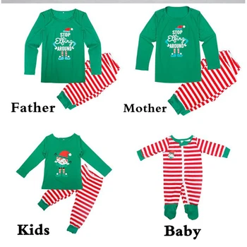 2019 Naujų Rudens kalėdų pijamas šeimos Rinkinių kalėdų drabužius Visiško atitikimo šeimos komplektus Dryžuotas šeimos kalėdų drabužius