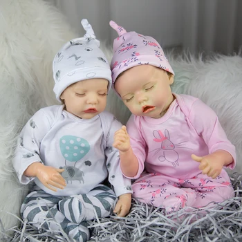 Hoomai Naujas Dvyniai Reborn Baby 43CM Minkštas Kūno Bebe Reborn Lėles Vaikams Gimtadienio Dovana Žaislas