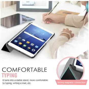 Qosea Prabanga PU Oda Atveju Flip Dangtelis, Huawei MediaPad M3 8.4 Smart Stovėti Atveju Apversti Tablet Apsaugos Wateproof Auto Miego