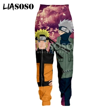 LIASOSO 3d Spausdinimo Vyrų, Moterų Sweatpants Japonijos Anime Naruto Uchiha Sasuke Kakashi Hatake Atsitiktinis Prakaito Kelnės Poilsiu Kelnes X1139