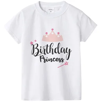 Gimtadienis Princesė Marškinėliai Vaikams trumpomis Rankovėmis T-shirt Paauglių Laisvalaikio Marškinėliai 2020 Naujas O-Kaklo Mada Vaikams Marškinėlius Mergaičių Šalis Nešioti