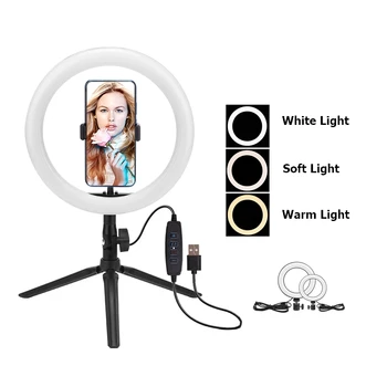 6/10 Colių Pritemdomi Fotografijos LED Selfie Žiedas Šviesos USB Įkroviklį 