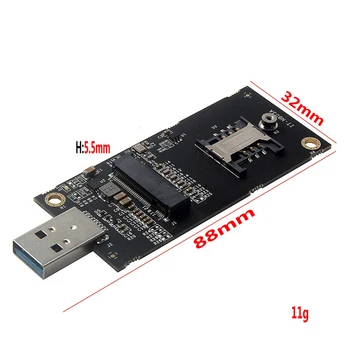 Už quectel em12-g SIMCOM SIM7920G SIM7912G M. 2 USB 3.0 adapteris su SIM kortelės lizdo Klavišą B Perdavimo kortelė NGFF 3G 4G modulis