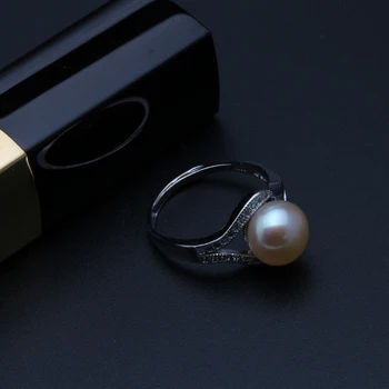 Tikrai natūralūs Gėlo vandens juoda Perlų Papuošalai reguliuojamas Vestuvinį Žiedą, Moterims
