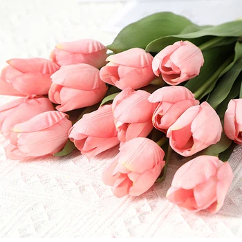 10VNT tulpių dirbtinių gėlių realus jausmas, dirbtinės puokštės netikrą gėlių, vestuvių papuošimas, gėlių sode apdaila