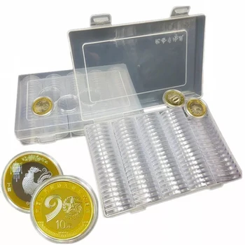 27mm Turas Pakuotėje Monetų Kolekciją Turėtojas 100vnt/dėžutės permatomo Plastiko Saugojimo Kapsulės Proginę Monetą Apsaugos Dėžės