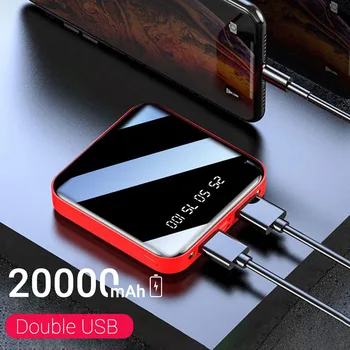 FLOVEME 20000mAh Mini Nešiojamasis Galios Banko Dual USB Veidrodėliai Skaitmeninis Powerbank Išorės Baterija Poverbank Už Xiaomi 
