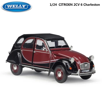 WELLY Modelio Automobilių Diecast 1:24 Masto CITROEN 2CV 6 Charleston Klasikinis Lydinys, Automobilių Žaislinių Transporto priemonių Metalo Žaislas Automobilis Vaikams Dovanų Kolekcija