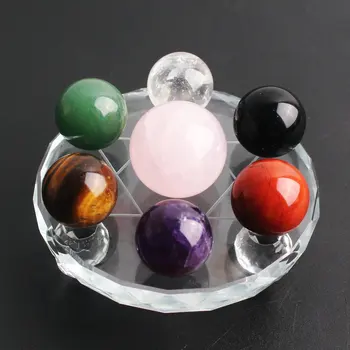 Gamtos Crystal Ball 7 Čakra Reiki Luky Jogos Gydymo Krištolo Rutulys, Granules, Septynių Žvaigždučių Masyvo Bazę Rankiniu Skulptūra Namų Dekoro