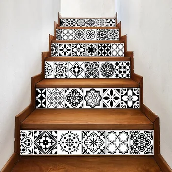 Juoda Balta Arabų Stiliaus Plytelės, Mozaika, Laiptai Lipdukas Koridorius Koridorius 3D Sienų Lipduko Kūrybos 