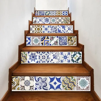 Juoda Balta Arabų Stiliaus Plytelės, Mozaika, Laiptai Lipdukas Koridorius Koridorius 3D Sienų Lipduko Kūrybos 