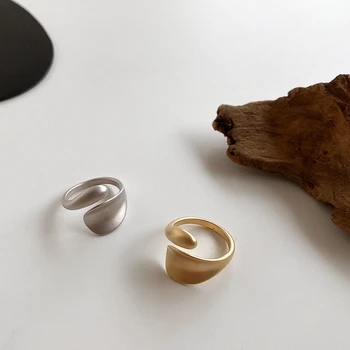 Aukso Skiedra Spalvos Matinis Metalo Geometrinis Atidaryti Žiedai Moterų Mados Paprastas Kietas Ratas Reguliuojamas Pirštų, Nykščio Žiedas Papuošalai