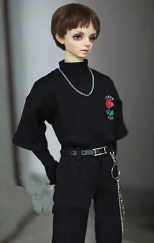 BJD doll drabužiai Tinka 1 / 3 1 / 4 Dėdė dydžio, universalus, juoda aukštos kaklo rose Atsitiktinis trumpomis Rankovėmis T-Shirt lėlės priedai