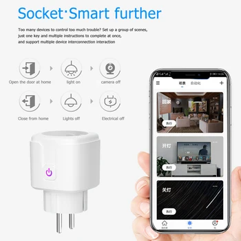 WiFi Smart Kištukinis ES 16A Elektros Energijos Monitorius Laiko Funkcija Tuya SmartLife APP Kontrolės Darbai Su Alexa, Google 