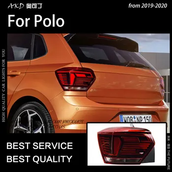 Automobilio Stilius užpakalinis žibintas už Polo Užpakaliniai Žibintai 2019-2020 Naujas Polo LED Uodega Lempos DRL Dinaminio Stabdžio Signalas Atbulinės auto Priedai