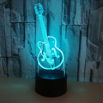Mados 3D LED USB Apšvietimo Kabelis Creative Muzikos Gitaros Formos Muzikos Namuose Šalis Dekoratyvinis Naktį Šviesos Daugiaspalvis Stalo Lempa