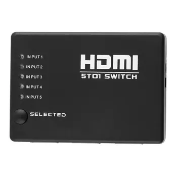 Nešiojamų 5 In 1 1.4 Versija 1080P HDMI Jungiklis Switcher HD Vaizdo Palaikymas HDMI Splitter Su Nuotolinio Valdymo