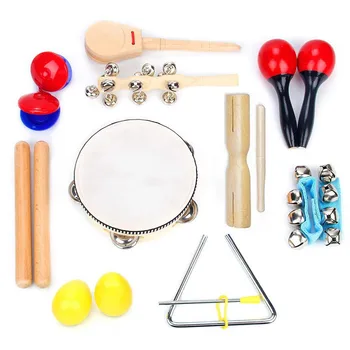 12Pcs Bamblys Muzikos Instrumentų Rinkinys Mušamųjų instrumentų Žaislai, Vaikiška Kselofonu Ritmo Grupė Nustatyti Muzikinis Žaislas Gimtadienis