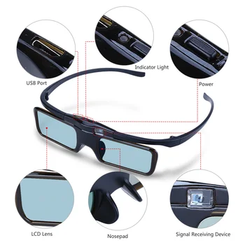 BOBLOV MX30 DLP-Link 96HZ-144HZ Įkrovimo 3D Active Shutter Glasses LCD Objektyvo 3D DLP-Link Projektorius Lašas Laivybos