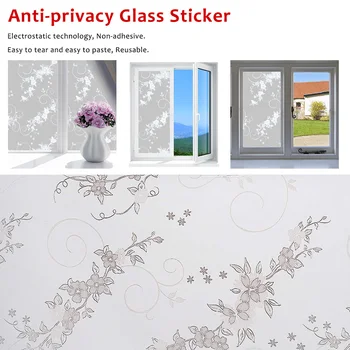 Anti-privatumo stiklo lipdukas 60x200 CM Matinio Gėlių Stiklo Plėvele Padengti Privatumo Vonios Dangos