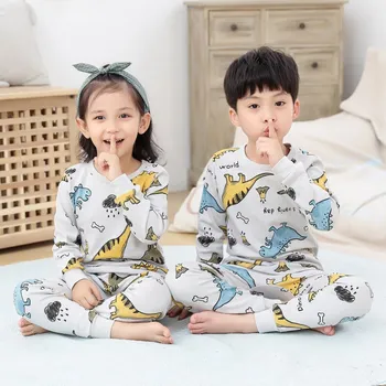 2020 m. Žiemos Vaikų Pižama ilgomis rankovėmis Vaikai Pižama Berniukams Sleepwear T-shirt+Ziajać Drabužių Rinkinius Kūdikio Mergina Drabužių Naktį Kostiumas