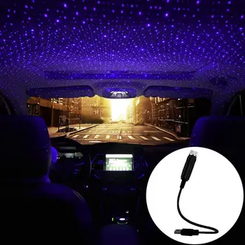 Mini LED Automobilio Stogo Star Naktį Šviesos Projektorius Atmosfera Galaxy Lempa USB Dekoratyvinės Lempos, Kolonėlė Automobilio Interjero Dekoro Šviesos