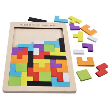 Mediniai Žaislai, Kūdikių Tetris Geometrinis Tangram Dėlionės Valdybos Ankstyvasis ugdymas Švietimo Medienos Galvosūkiai Vaikams ME2545H