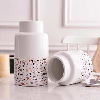 1pc Baltos Keramikos Vaza Modernus dirbtinio akmens Gėlių Vaza Namų Puošybai Gėlių Užpildas Konteinerių Spalvinga Waterstone Vaza