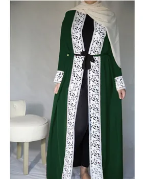 Islamo Drabužių Dubajaus Musulmonų Abaja Suknelė Moterų Nėriniai Nėriniai-up Kimono Ilga Mantija, Šalis, Vestidos Caftan Arabų Turkijos Etninės Kostiumas
