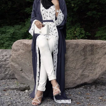 Islamo Drabužių Dubajaus Musulmonų Abaja Suknelė Moterų Nėriniai Nėriniai-up Kimono Ilga Mantija, Šalis, Vestidos Caftan Arabų Turkijos Etninės Kostiumas