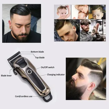 Kemei Plaukų clipper Elektriniai Plaukų Žoliapjovės vyrų plaukų pjovimo Kirpykla žoliapjovės Mašina Profesinės belaidžius plaukų kirpimas