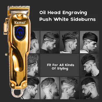 Kemei Plaukų clipper Elektriniai Plaukų Žoliapjovės vyrų plaukų pjovimo Kirpykla žoliapjovės Mašina Profesinės belaidžius plaukų kirpimas