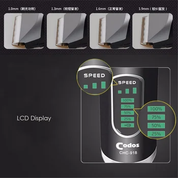 Codos CHC-918 Profesionalūs Elektriniai Plaukų Clipper Plaukų Žoliapjovės Įkrovimo Kirpimas Įrankiai Ličio LCD Ekranas Skutimo Mašina