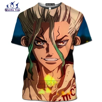 Mamba viršų Komiška Dr AKMENS marškinėliai homme mados juokingi vyriški Marškinėliai 3D Anime Harajuku Ishigami Senkuu tees Trumpas rankovės Streetwear