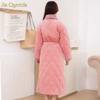Elegantiškas Apdaras Moterų Šiltas Apdaras Padažu Suknelė Moterų Chalatas Rožinė Homewear Apatinis Trikotažas Housecoat Žiemą Šiltas, Aksominis Chalatai Kimono