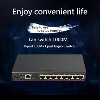 9-Port Lan 100+1000M jungiklis VLAN Greitai/smart 10/100/1000Mbps Ethernet Switch LAN Ethernet Gigabit Desktop Switch Gigabit RJ45 Hub