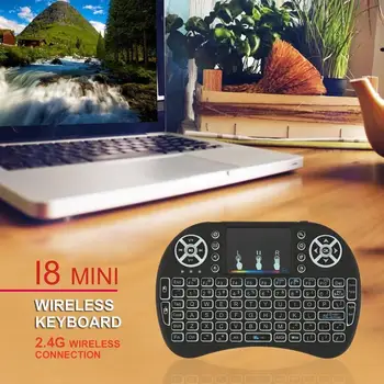 Mini Wireless 2.4 GHz, Nuotolinio Klaviatūra su Touchpad Pele Android TV Box Spalvinga LED Backlight Įkraunama Li-ion Baterija